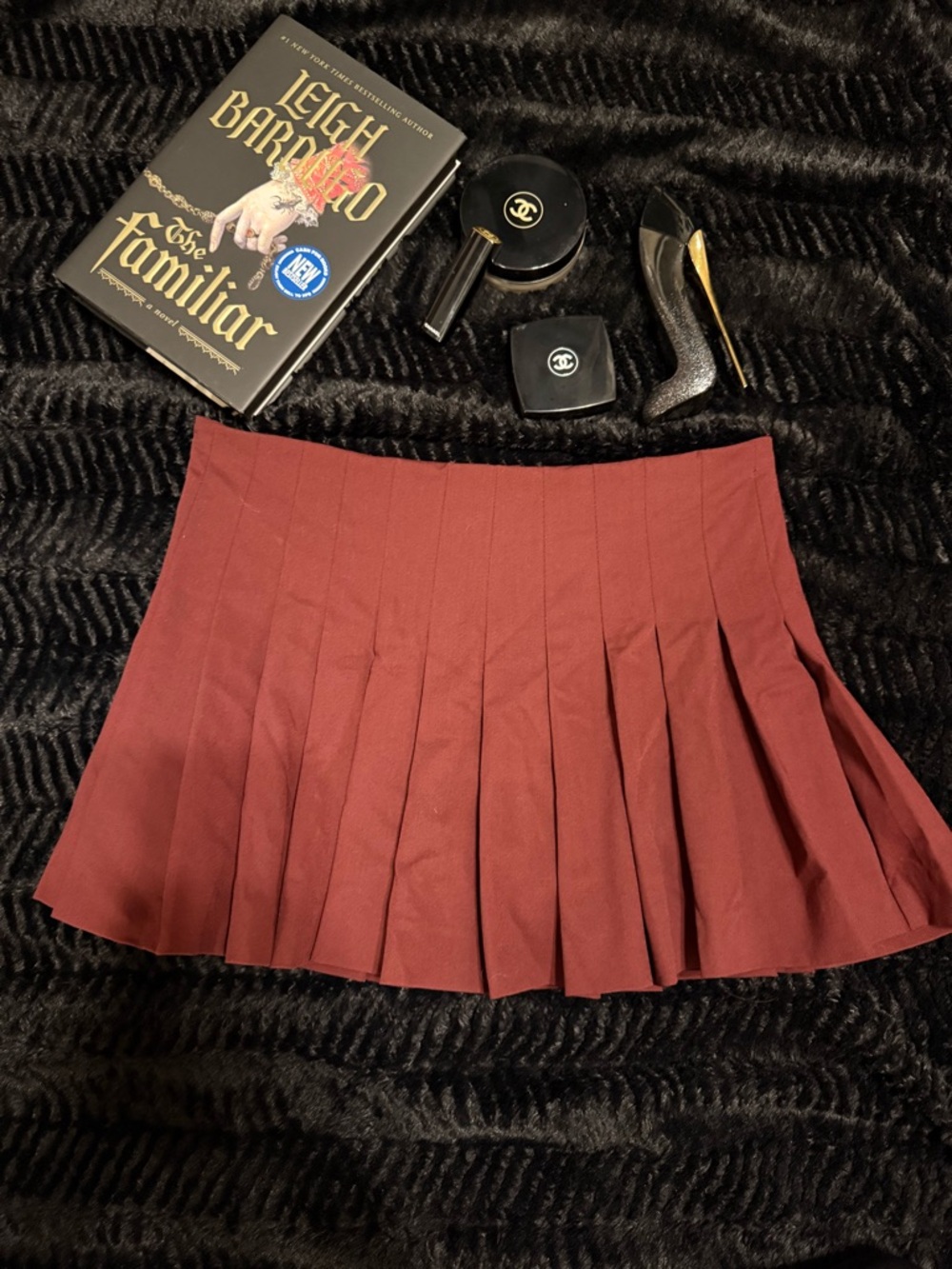 Zara Maroon Pleated Mini Skirt
